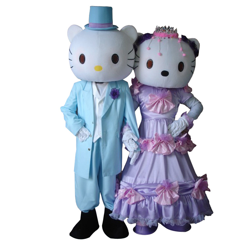 hello kitty凯蒂猫生日表演道具定做婚庆kt猫求婚表白卡通人偶服装 紫