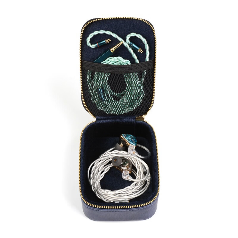 NICEHCK 大尺寸高档拉链耳机包PU盒便携多功能用途防压抗震保护收纳数据线数码U优盘HiFi线材 大容量PU拉链耳机盒-棕色款