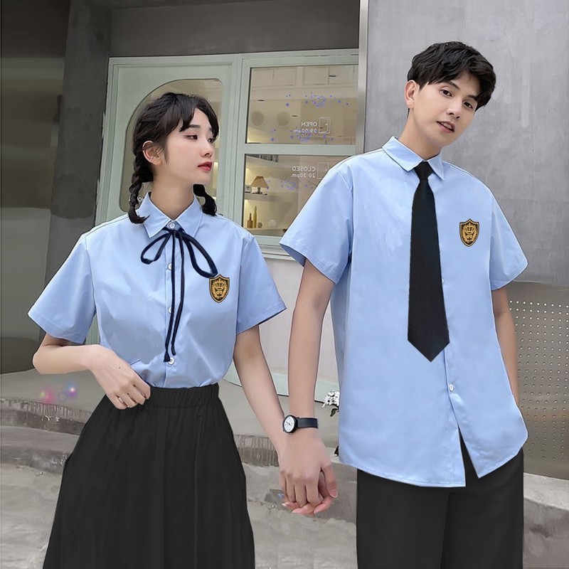 jk制服全套高中生校服蓝色衬衫长裙毕业照班服高中学生学院风套装 唯