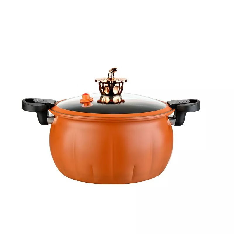 【精选】微压锅压力锅家用料理锅多功能焖煮炒蒸锅高压锅火锅专用 橘色南瓜微锅 8升