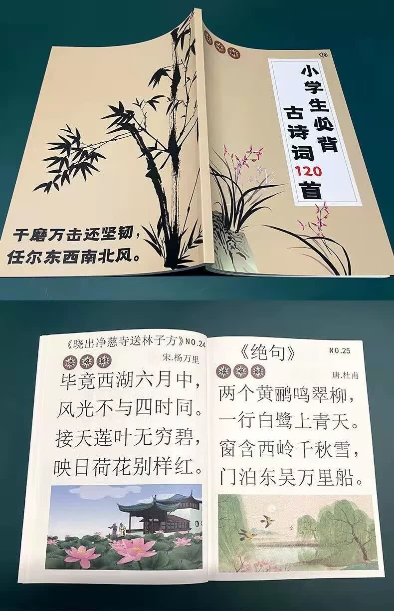 大字可点读版小学生必背古诗词120首小古文100课学前1-6年级 大字古诗词一本不含点读笔