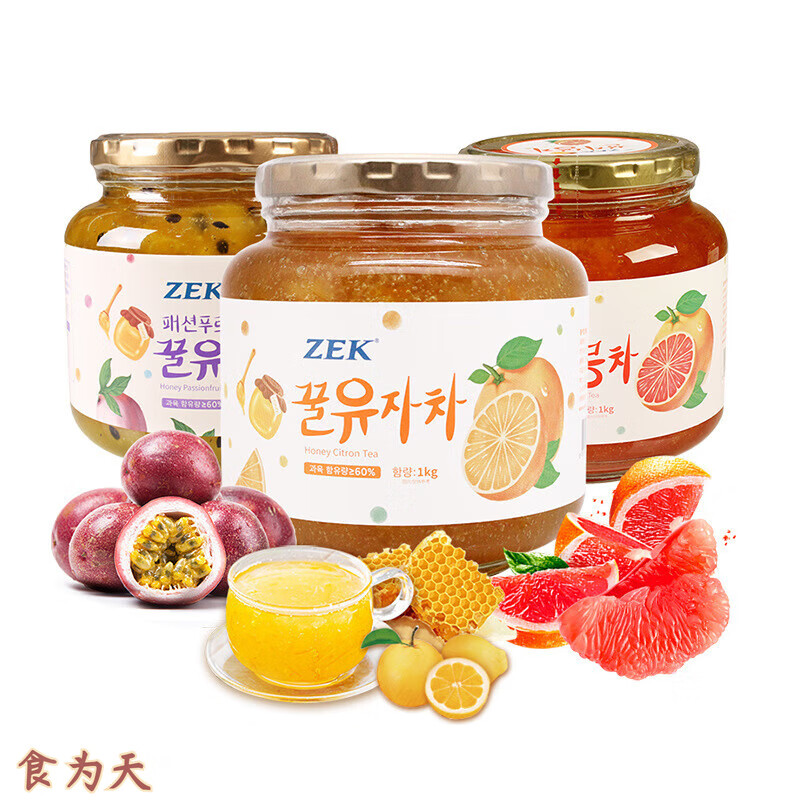 ZEK蜂蜜柚子茶/百香果/红西柚茶冲饮品涂抹面包果酱韩国进口食品 蜂蜜柚子茶580g