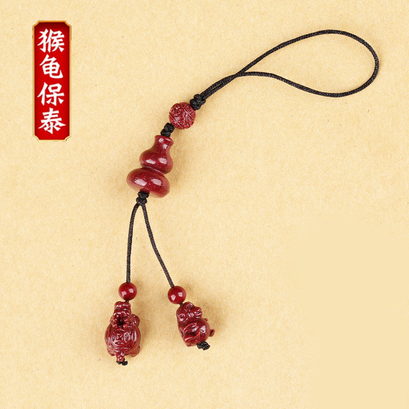 虎年本命年十二生肖朱砂挂件虎蛇猴猪葫芦钥匙扣手机挂饰 鼠-猴龟保泰