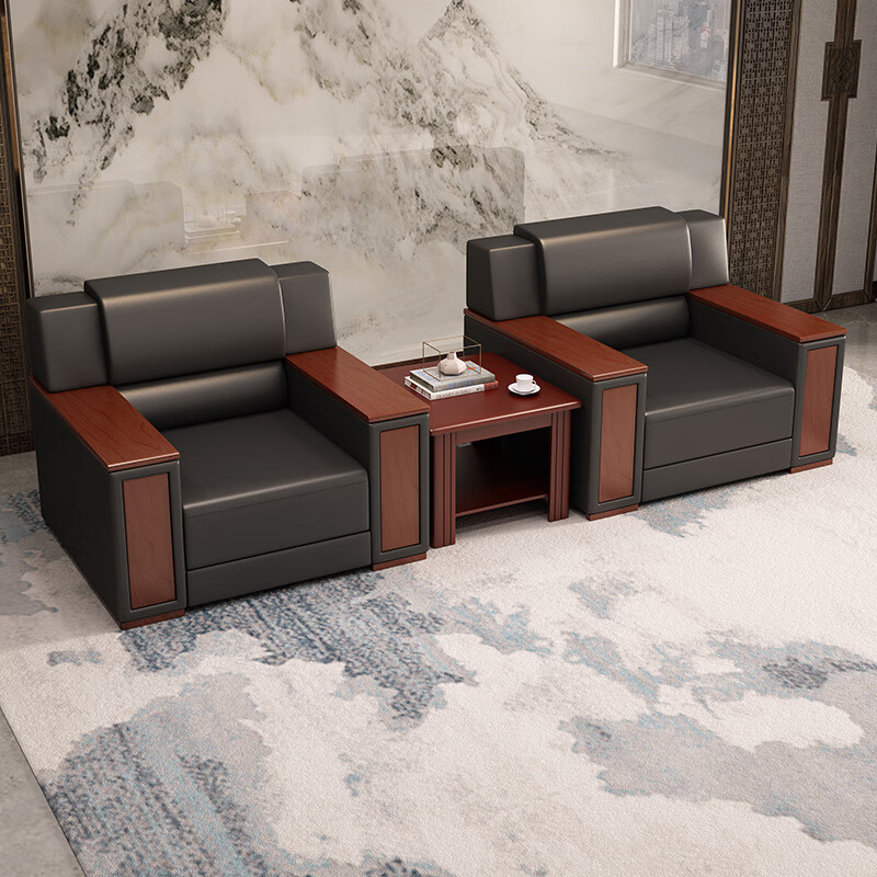 米粤家具办公沙发贵宾室会议室沙发商务会客室简约洽谈单人位沙发茶几