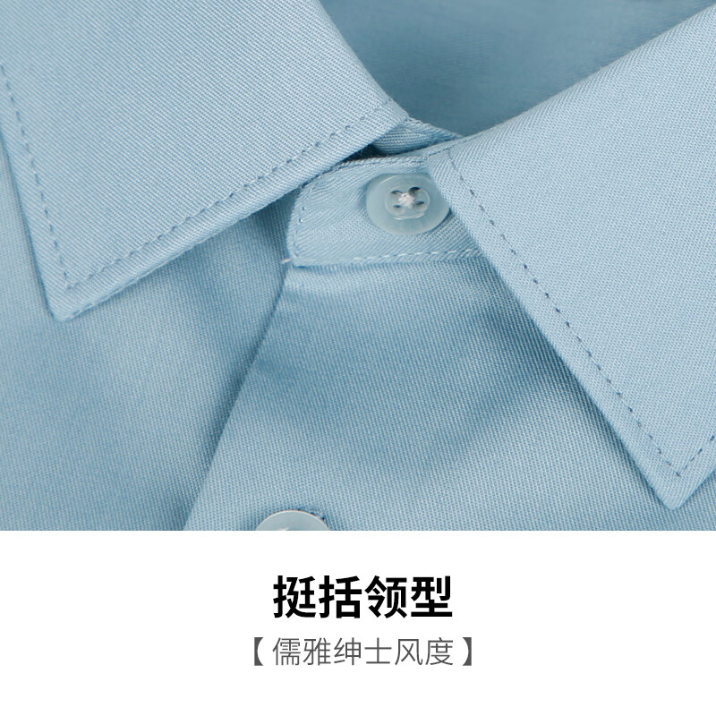 才子（TRIES）莫代尔长袖衬衫春秋款男士正衬休闲轻商务衬衣纯色职业装透气 绿色 XL 40(175/92A)