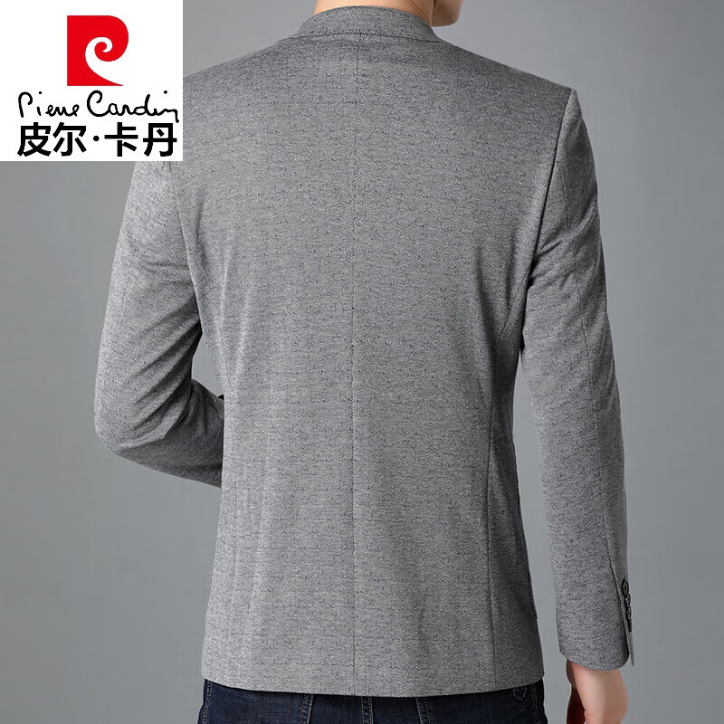 皮尔卡丹（pierre cardin）高档春秋季休闲西服帅气韩版薄款灰色单西中年男士便西小西装外套 灰色 180