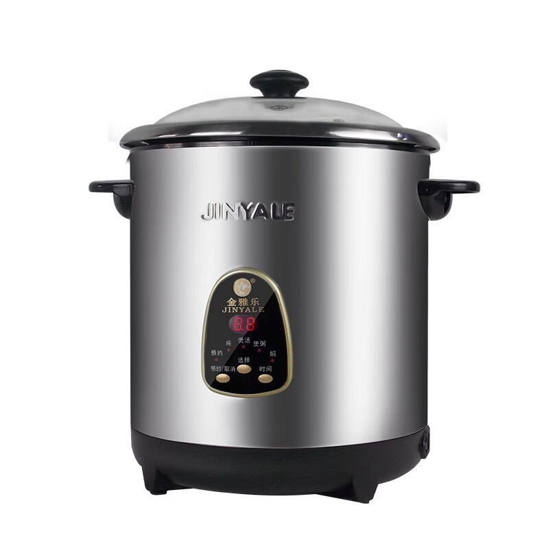 金雅乐电炖煲不锈钢煲汤煮粥锅陶瓷隔水炖锅家用商用大容量全自动 全钢多功能 6L 配2.5L炖盅/适3-5人