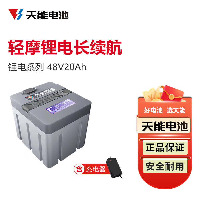 天能锂电池48v20ah新国标电瓶48v电动踏板小龟王外卖蓄电瓶 M2-48v20ah锂电池(含充电器)
