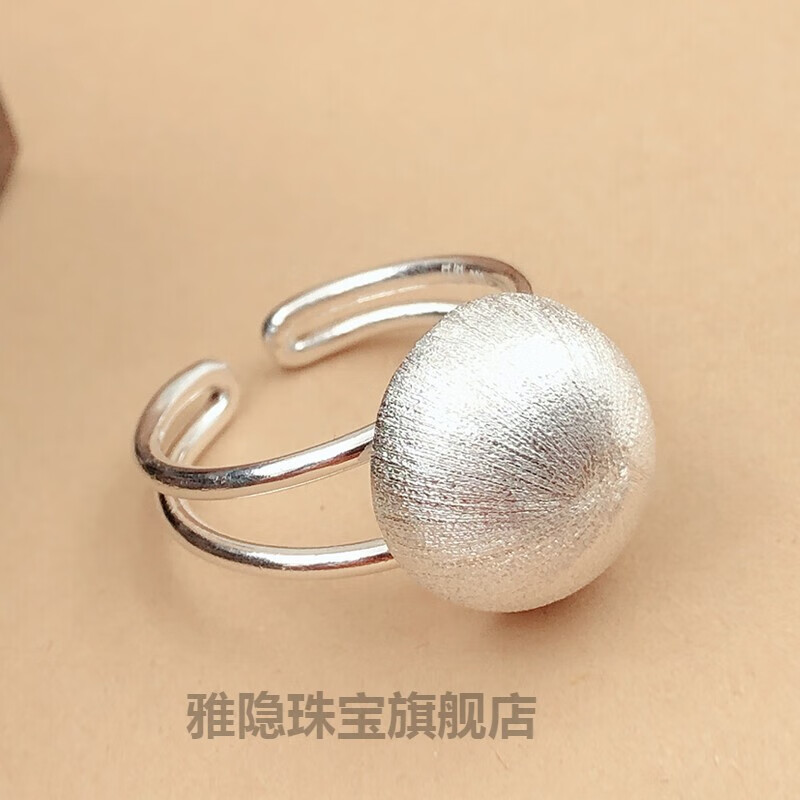 990足银小众设计个性韩版指环夸张开口冷淡风圣诞礼物 银 珠拉丝戒指