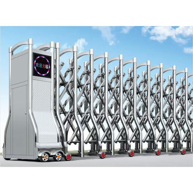 vieruodis亿速不锈钢电动伸缩门抗风型电动折叠门无轨宽脚遥控自动