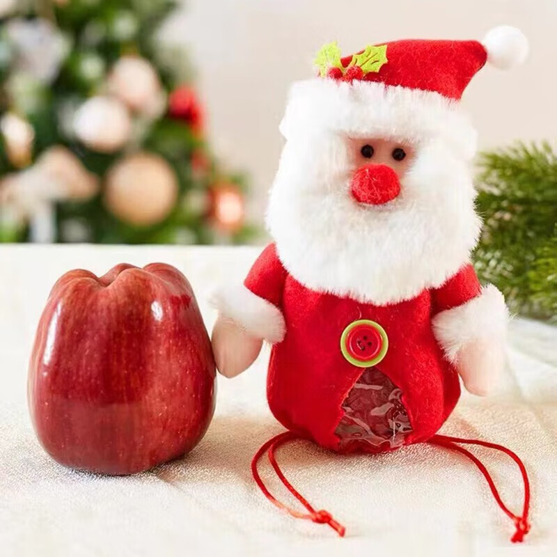 红色圣诞老人苹果礼物袋