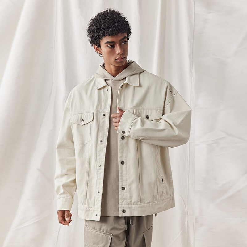 BD.POWER UP+春秋季纯棉健身牛仔外套男宽松简约美式复古翻领运动夹克外套男 黑色(选择最多) M 60-75kg