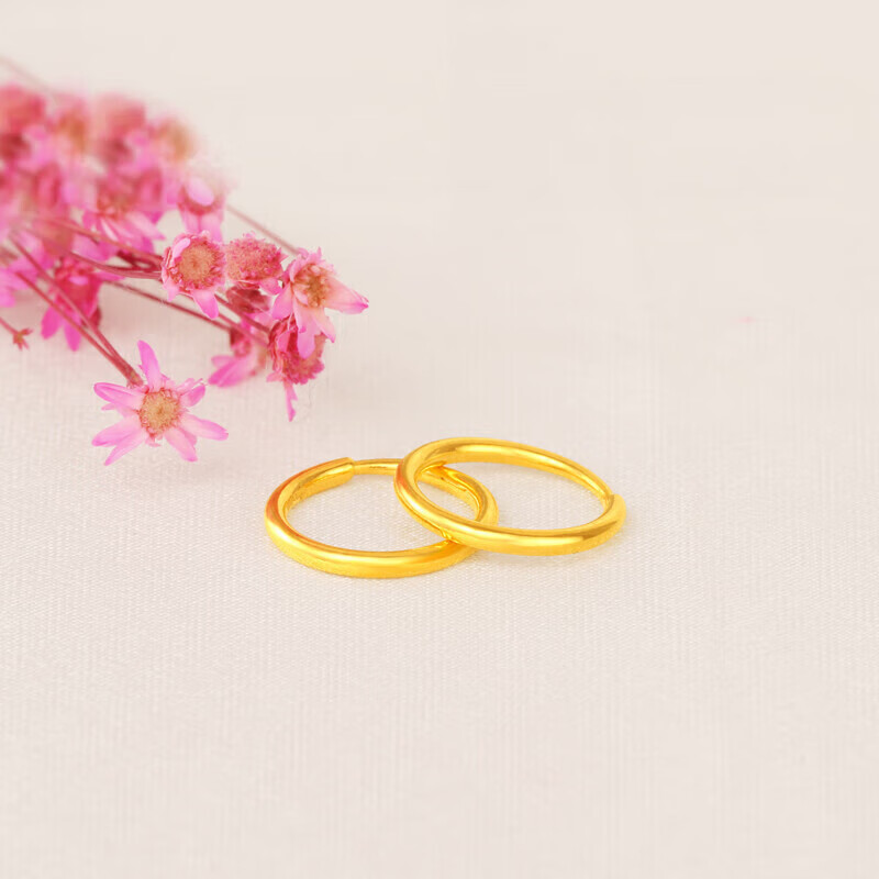 菜百首饰 黄金耳饰 女款足金素面抛光耳环 计价 约0.85克