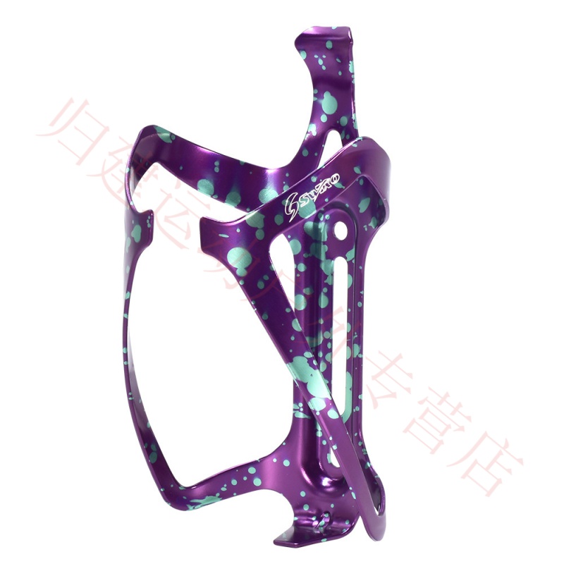 SWTXO 铝合金自行车水壶架骑行水杯架彩绘双色公路车山地车水瓶架 彩绘紫色