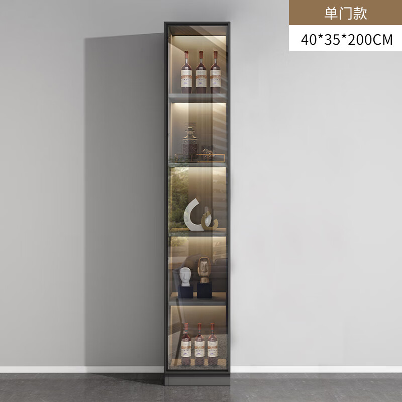 (anerya)轻奢玻璃门酒柜现代简约一体靠墙落地家用客厅储物柜展示柜