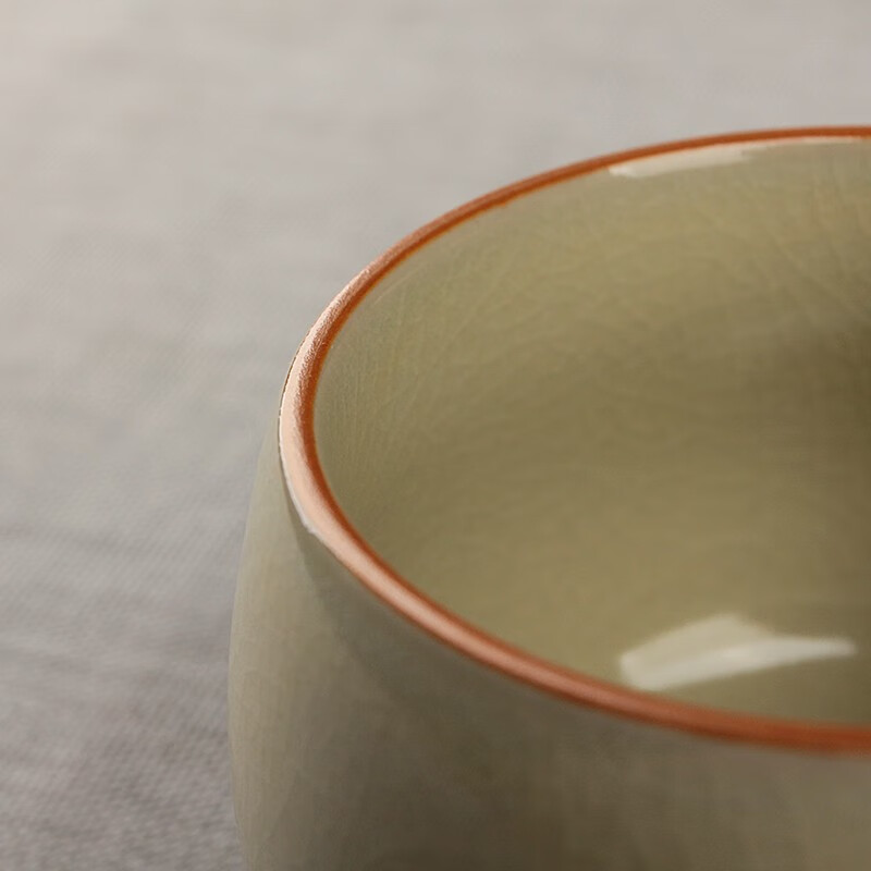 陶立方大号主人杯汝窑开片茶杯喝茶杯单杯家用米黄陶瓷杯功夫茶具配件 汝窑罗汉杯-米黄