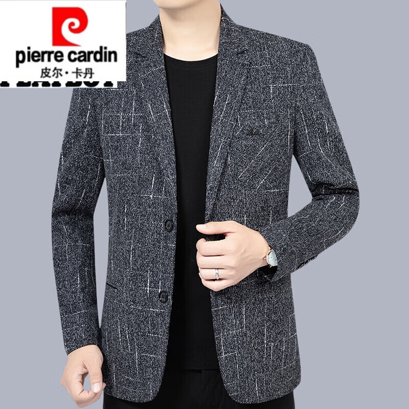 皮尔卡丹（pierre cardin）男士西装休闲西服男外套单件2025新款春秋季中年单西爸爸秋装上衣 Z99146灰色 L 175