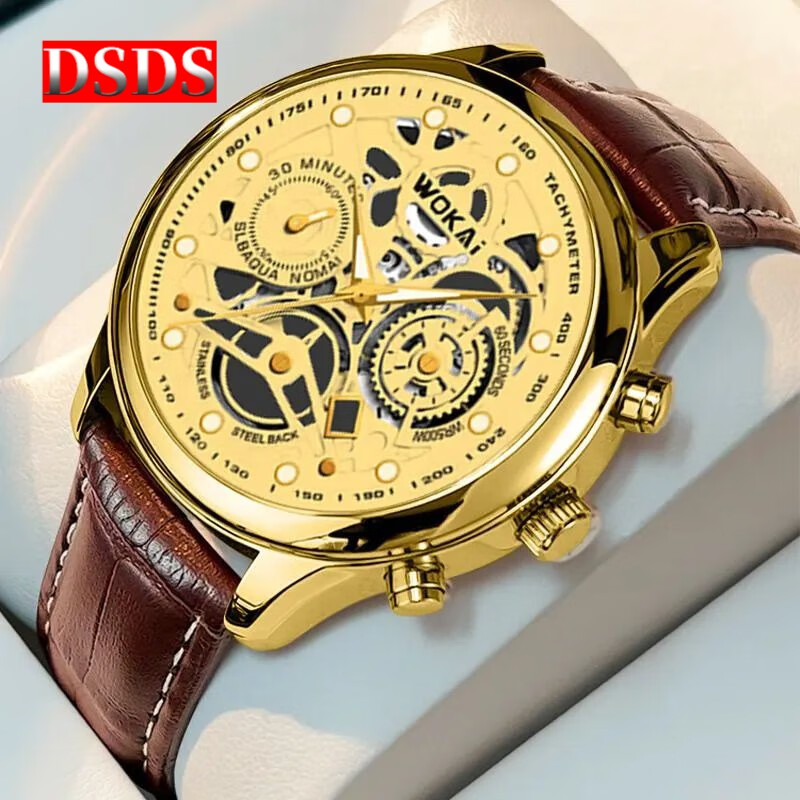dsds高颜值2023新款沃凯商务腕表石英运动表休闲皮带男士手表男表批发 图片色