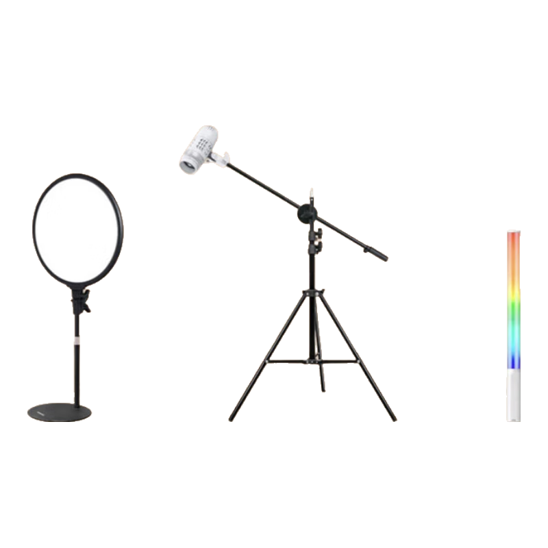 YONGEER艾斯同款美顏補光燈套餐直播面部基礎(chǔ)燈光柔光燈逆光輪廓背景氛圍燈聚光燈視頻拍攝攝影輪廓燈射燈 【艾斯同款】娛樂直播套餐