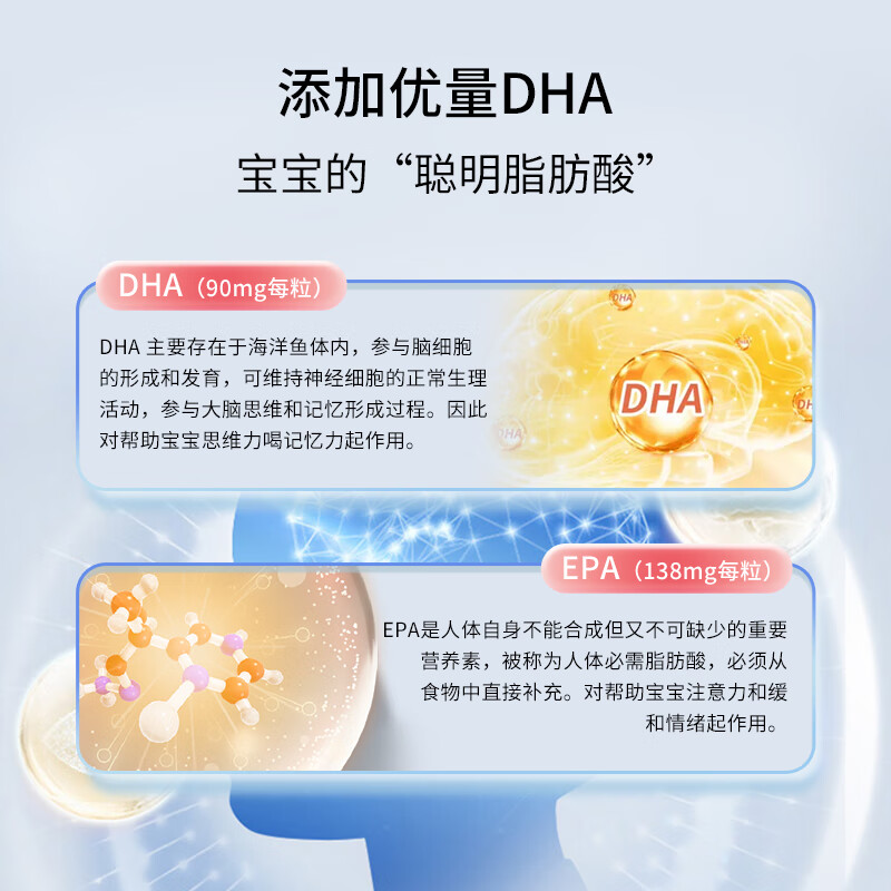 双心（Doppel herz）德国儿童鱼油omega-3补脑DHA/EPA改善记忆力注意力 升级款【草莓味】 60粒*1盒