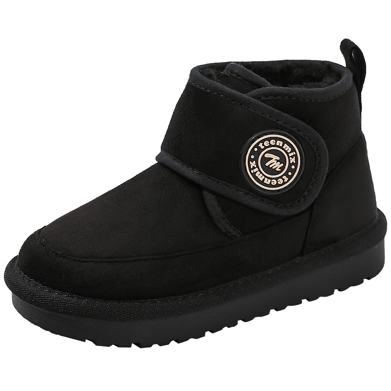 天美意（TEENMIX）天美意兒童雪地靴2024冬季新款加絨大棉靴女童炸街中大童短筒靴子 黑色 34