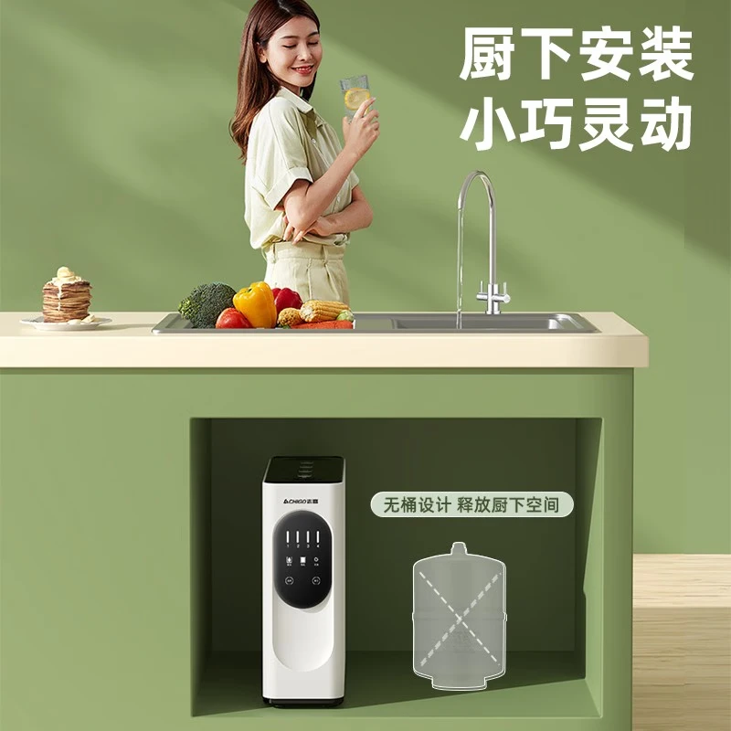 志高（CHIGO）净水器家用厨下加热直饮一体机自来水过滤器富锶矿化RO反渗透纯水机通用滤芯净水机管线机前置套装 经典畅销600G+G02即热管线机