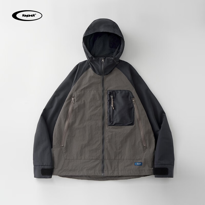 熊猫·本冲锋衣男Teflon三防面料户外防水山系撞色登山服夹克情侣外套 黑灰拼棕（有压胶） 2XL