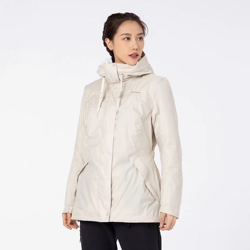 迪卡侬（DECATHLON）上衣秋户外加绒加厚棉服男女运动防风防水外套棉袄男 女款-奶茶棕-SH500 M