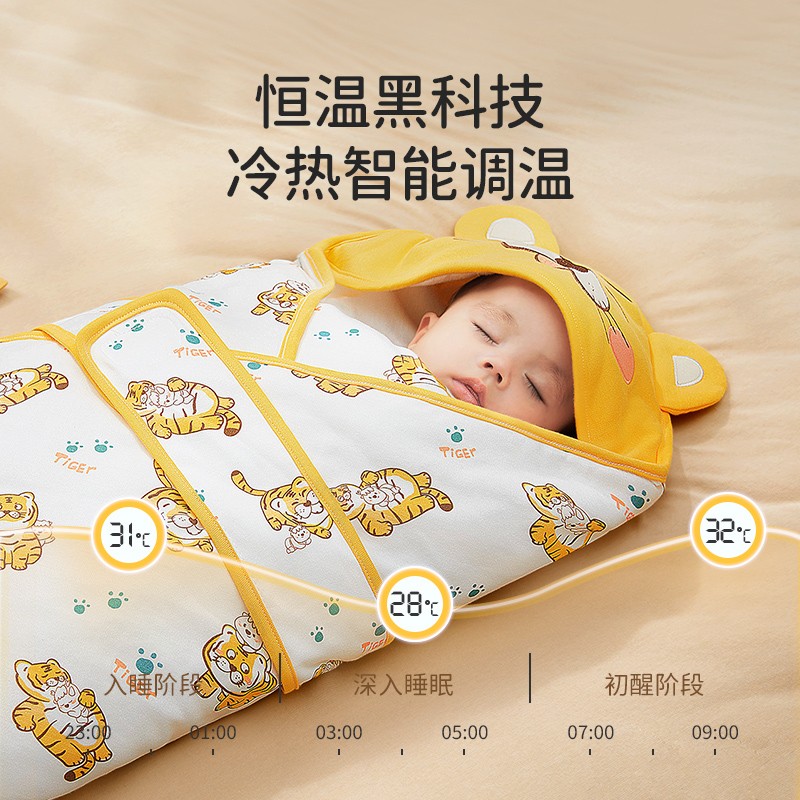 欧孕新生婴儿抱被初生宝宝春秋冬纯棉包被夹棉恒温襁褓产房包被单 樱桃点点【130g】 90cm*90cm