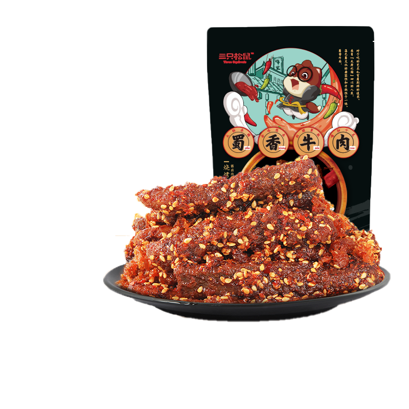 三只松鼠蜀香牛肉100g 烧烤味巴蜀风味零食小吃夜宵冷吃牛肉干解馋肉脯