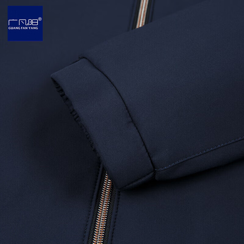 广凡阳夹克男加棉加厚纯色立领保暖外套冬季新款中青年男装加绒行政茄克 卡其[加绒款] 4XL (195) (建议180-200斤)