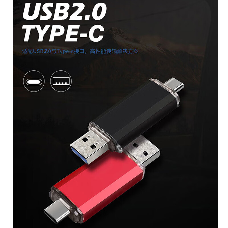 BIIKSEM手机U盘 Type-C USB2.0双接口手机电脑两用双头高速优盘车载（刻 棱边亮彩TYP-C-蓝色 8GB