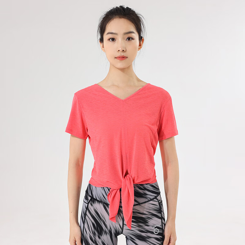 马孔多（macondo）女子运动短袖T恤 一衣四穿吸湿速干 春夏跑步半袖马拉松上衣夏 落日珊瑚 M