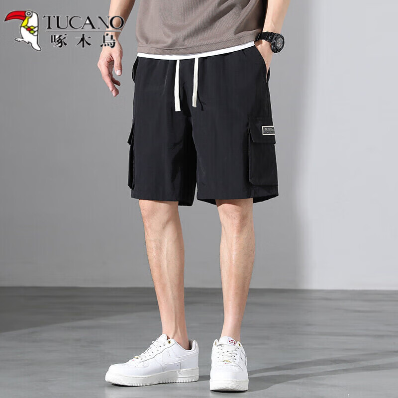 啄木鸟工装短裤男士潮牌2024新款夏季薄款外穿潮流宽松休闲运动五分