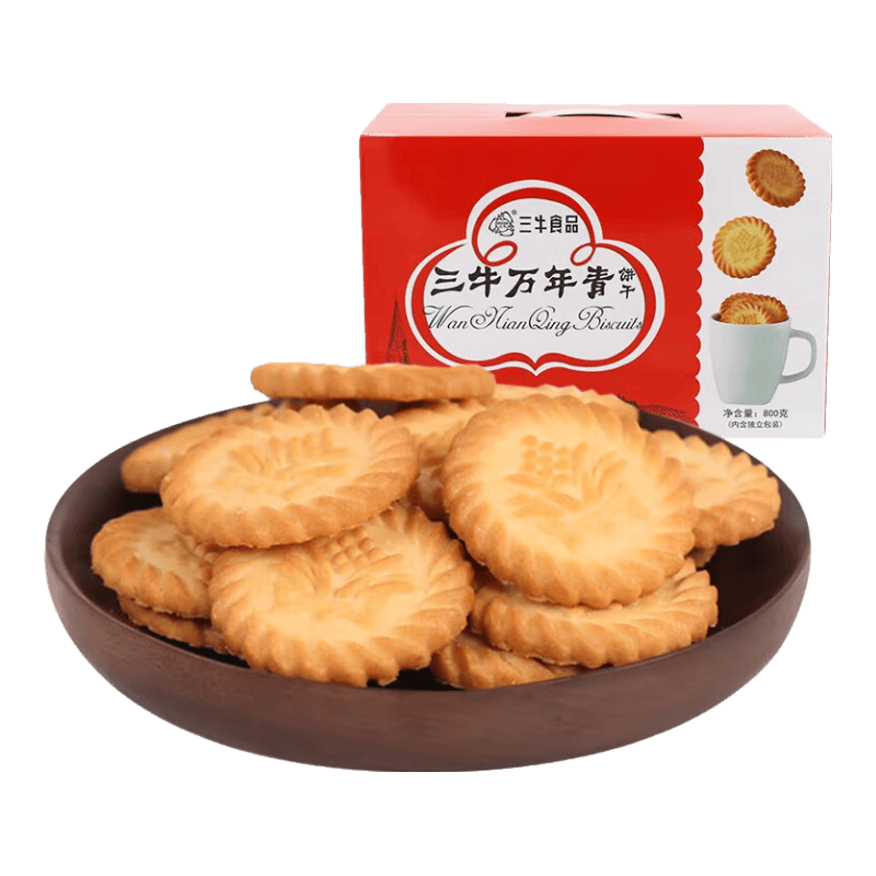 三牛万年青香葱饼干 上海特产老式怀旧休闲零食 节日礼盒装800g