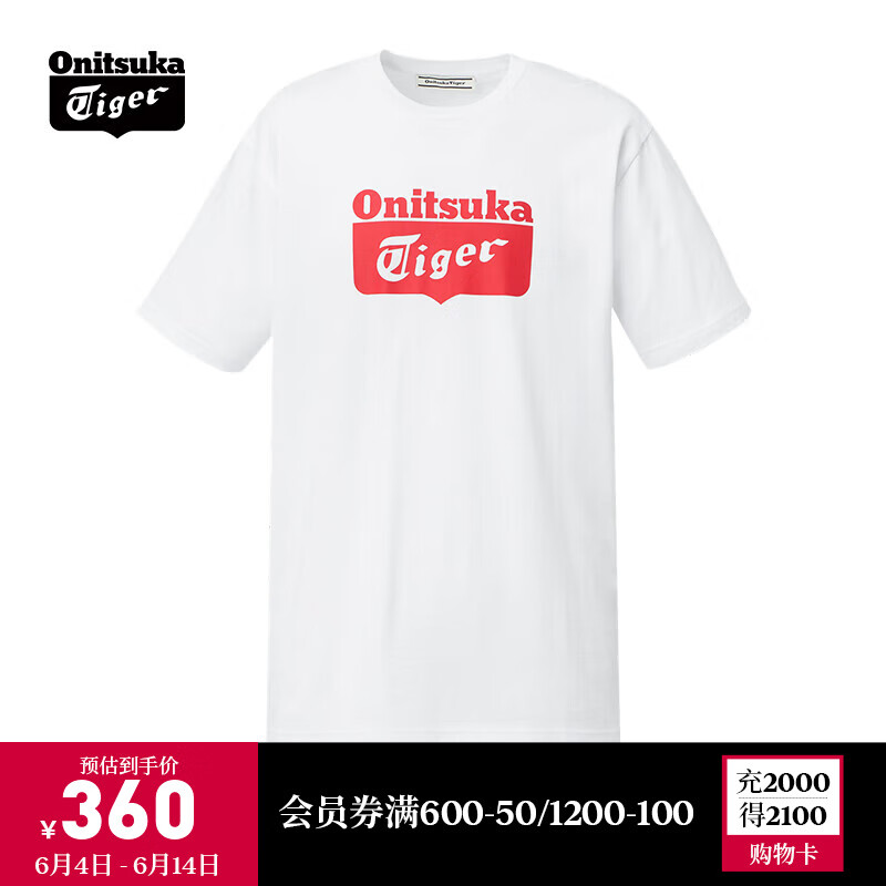 Onitsuka Tiger鬼塚虎运动T恤男女同款夏季新款短袖衫T恤 白色/红色 L
