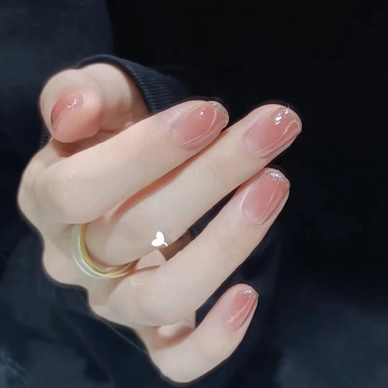 其他品牌果冻胶美甲贴 美甲穿戴甲成品高级感短款冰透法式指甲贴片可