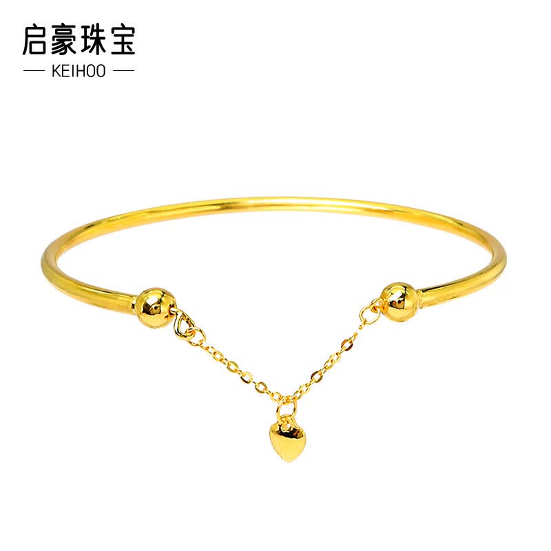 启豪足金999黄金手镯女款光面圆管爱心手镯时尚精致计价送女朋友礼物 约6.8g（按实重多退少补）高性价比高么？