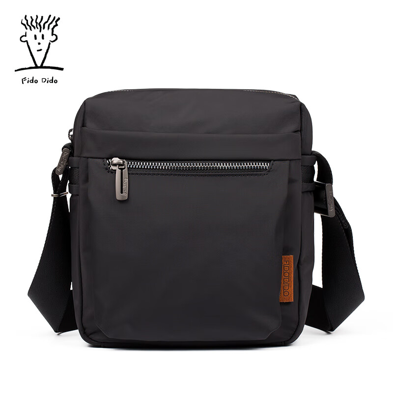 fido dido男士单肩斜挎包休闲男包潮流背包户外运动小包 黑色小号