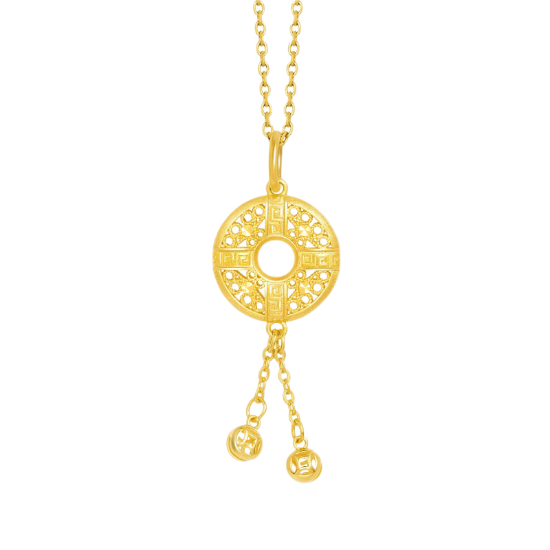 周生生情人節(jié)黃金吊墜足金回紋平安扣掛墜不含素金項鏈91007P計價4.2克