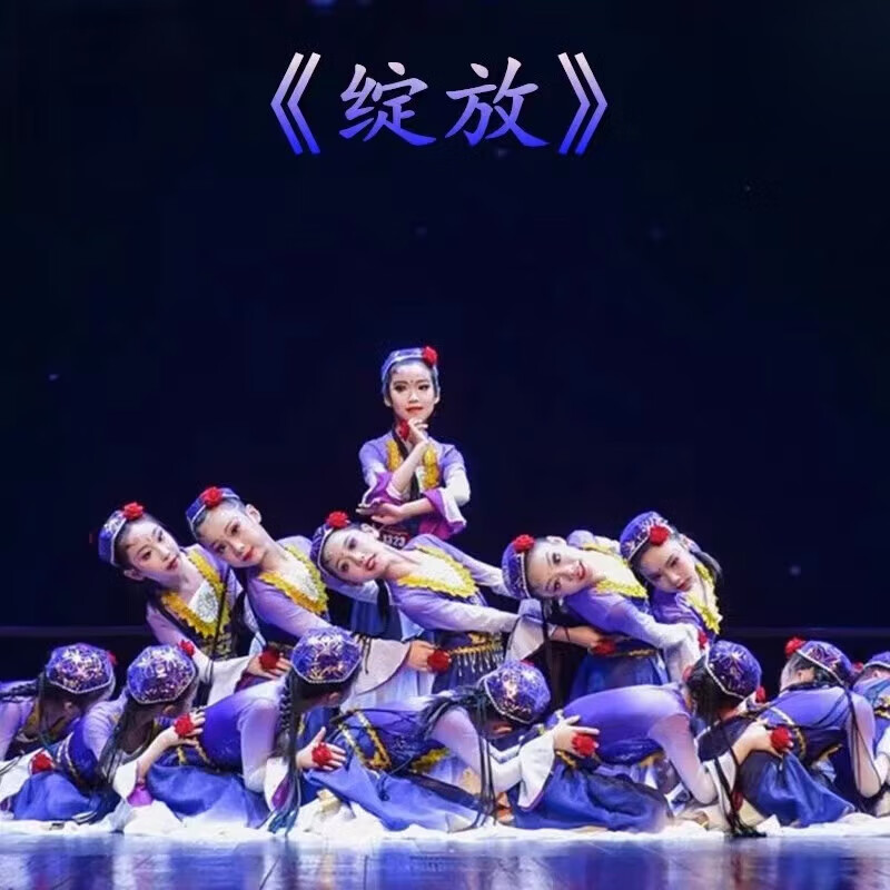 百鸣威新娃哈哈维吾尔族儿童舞蹈新疆舞演出服小小古丽民族风大摆裙