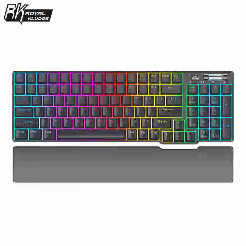 键盘可充电机械键盘凯华box轴键盘有线三模 黑色rgb三模 凯华box白轴
