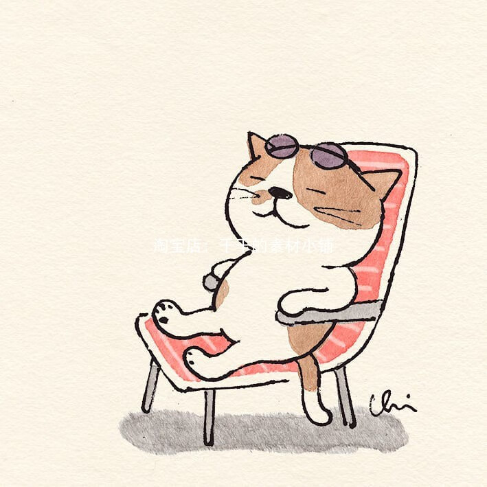 卡通可爱小猫咪插画素材q版小动物简笔画水彩少儿童幼儿绘画图片