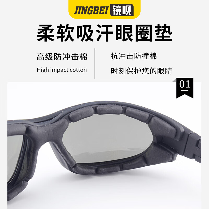 镜呗镜呗骑行眼镜防紫外线防风抗沙摩托自行车驾驶户外高清偏光护目镜 砂黑框【骑行防风速度约100码】