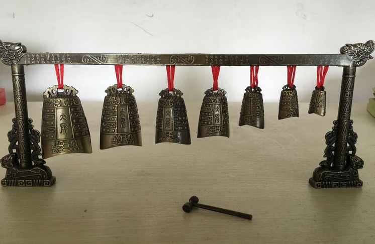 古代演奏 家居装饰摆件双层编钟采 单层扁铃铛圆铃铛随机发货