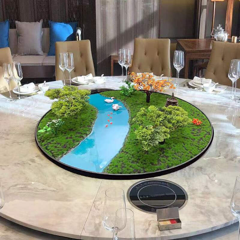 大餐桌摆花装饰花大圆桌中间假花摆件转盘仿真花 直径50厘米水木明瑟