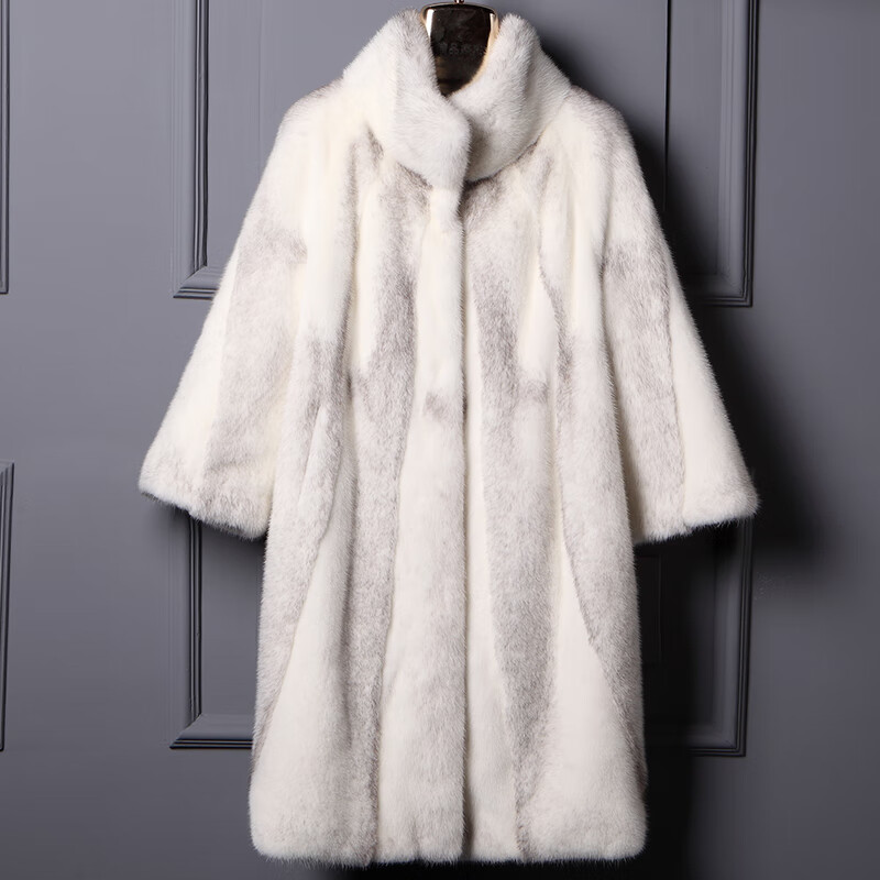 xierwei水貂皮大衣十字貂女整貂皮草外套貂毛2024秋冬新款中长款立领