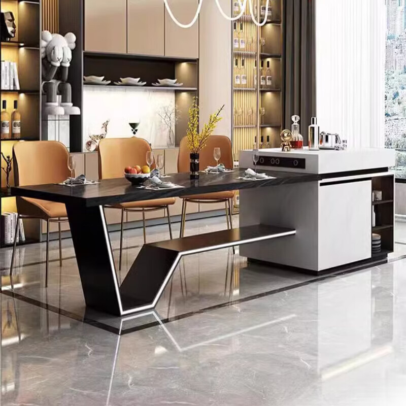 一体轻奢高端龙抬头岩板岛台餐桌一体高端家用吧台多功能 欢迎咨询 可