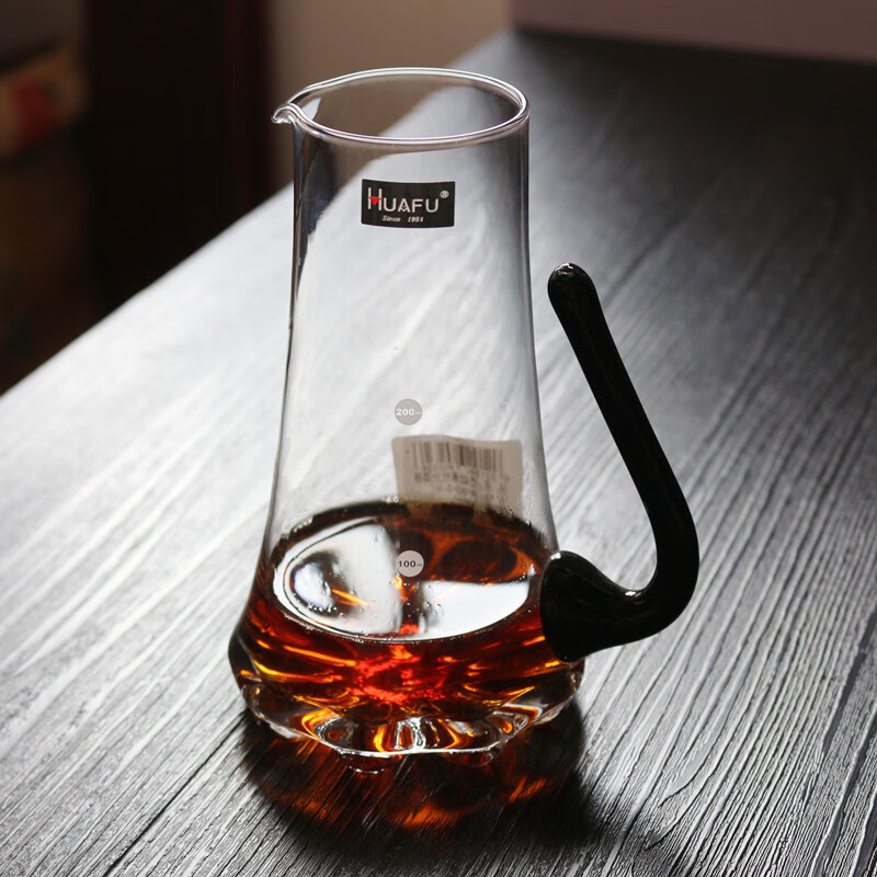 hywlkj华富huafu黑柄白酒分酒器大容量水晶玻璃红酒醒酒壶带把刻度扎