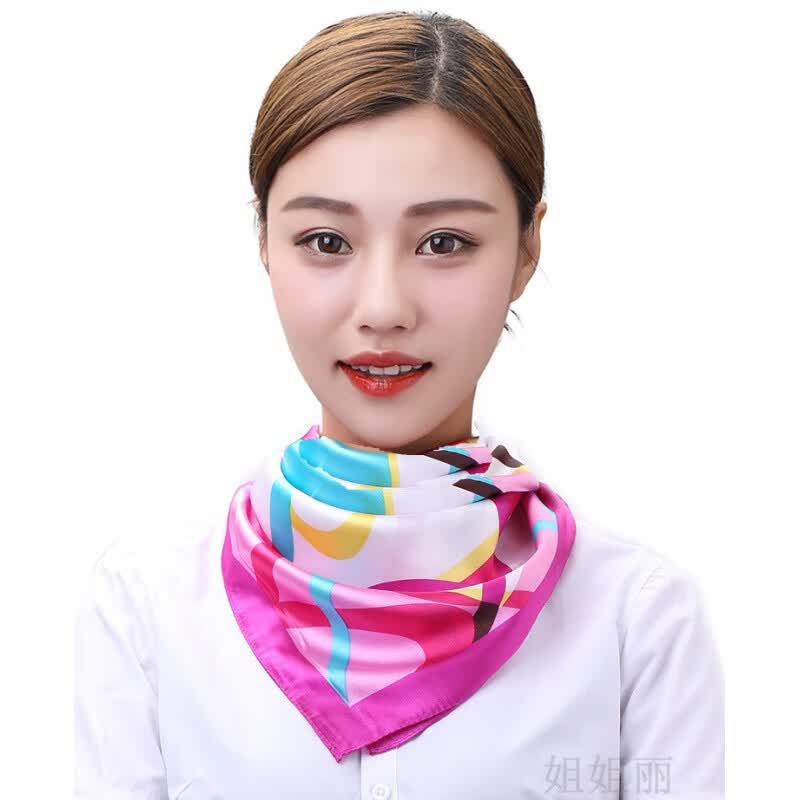 啄木鸟银行空姐工作服装春夏韩版百搭商务真丝职业装小方巾丝巾围巾女